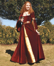 Berengaria Gown. Windlass. Red. Vestido Medieval. Marto. Burdeos